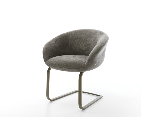 Jedálenská stolička Vinka-Flex s opierkami bouclé mäkký tmavobéžová konzolová podstava plochý titánová farba vrecková pružina