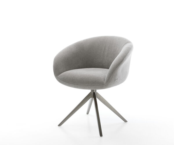 Jedálenská stolička Vinka-Flex s opierkami texturovaná látka mäkká sivá krížová podstava široká grafitová 360° otočná hojdacia funkcia vrecková pružina