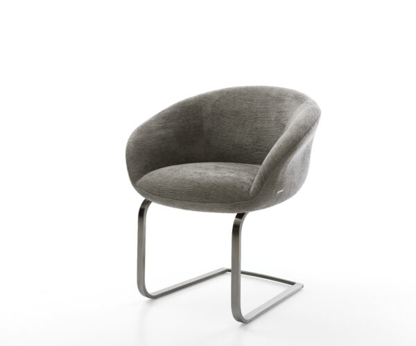 Jedálenská stolička Vinka-Flex s opierkami bouclé mäkký tmavobéžová konzolová podstava plochý grafit vrecková pružina