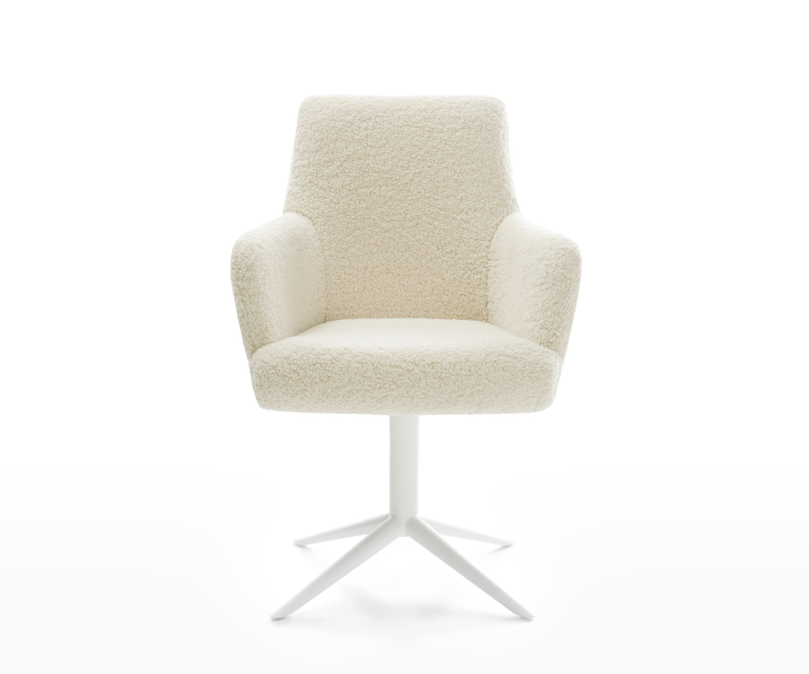 Jedálenská stolička Heira-Flex s opierkami teddy látka béžová krížová podstava biela 360° otočný hojdacia funkcia vrecková pružina - Image 2