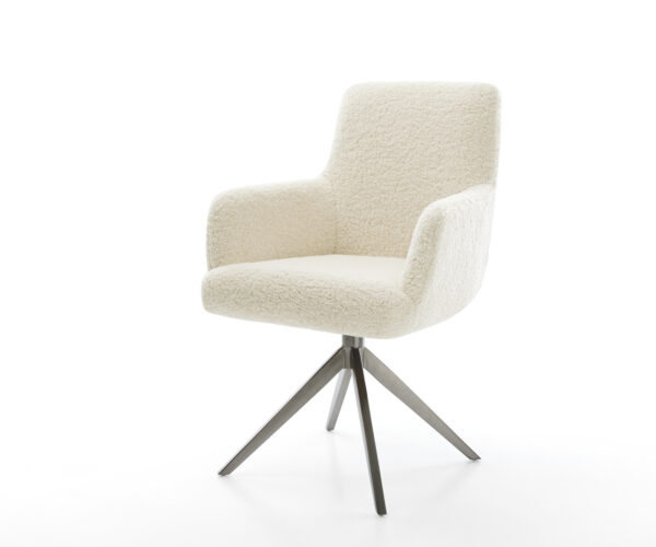 Jedálenská stolička Heira-Flex s opierkami teddy látka béžová krížová podstava široká grafitová 360° otočná hojdacia funkcia vrecková pružina