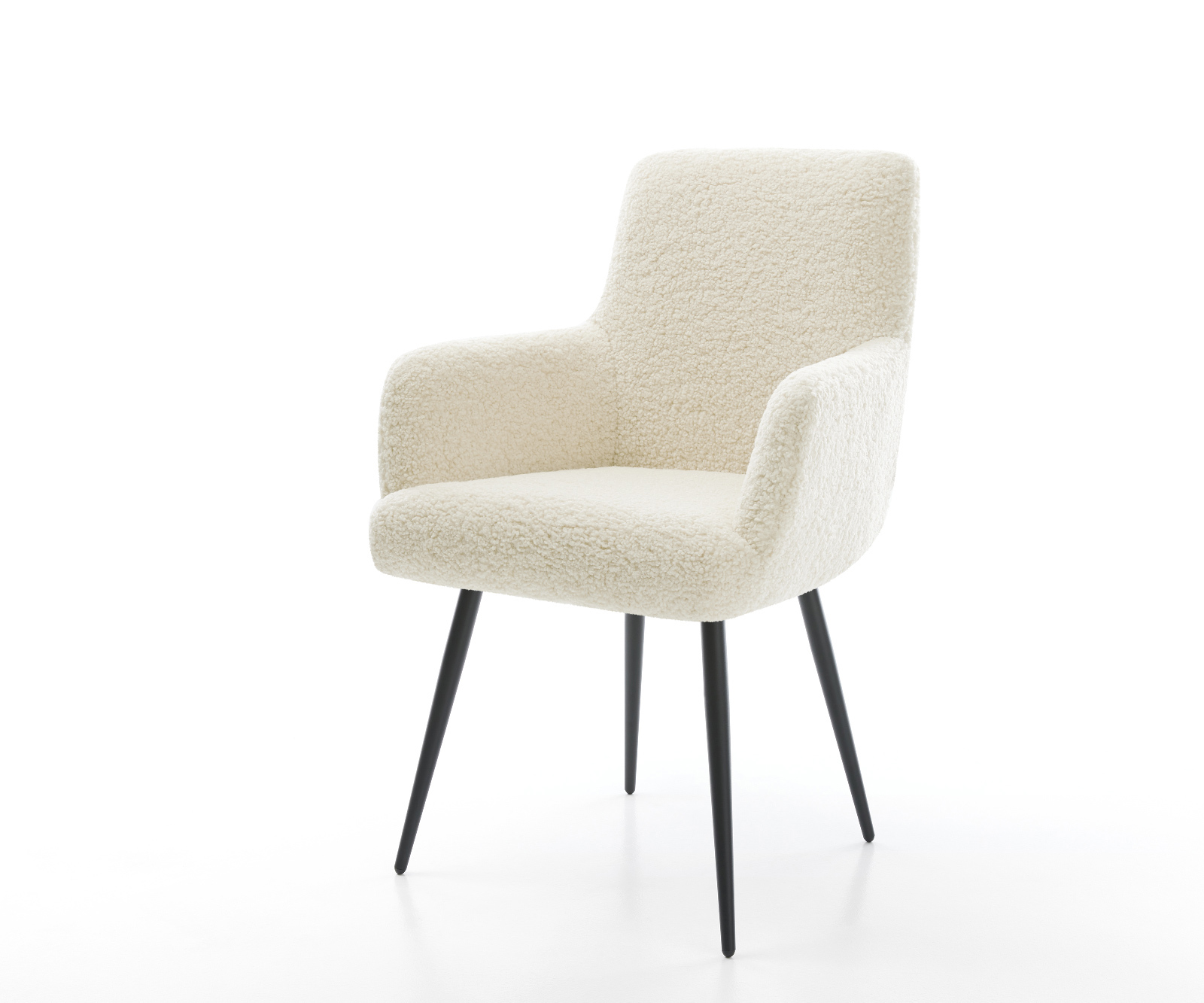 Jedálenská stolička Heira-Flex s opierkami teddy látka béžová 4-nohá zúžená čierna vrecková pružina