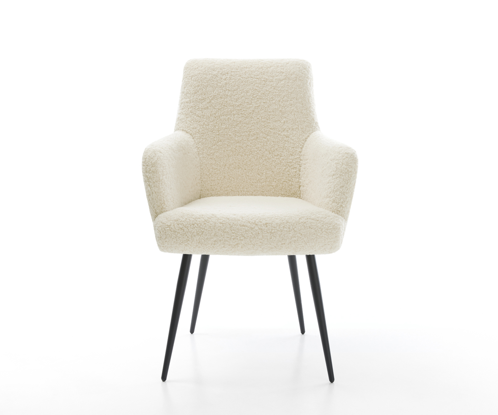 Jedálenská stolička Heira-Flex s opierkami teddy látka béžová 4-nohá zúžená čierna vrecková pružina - Image 2