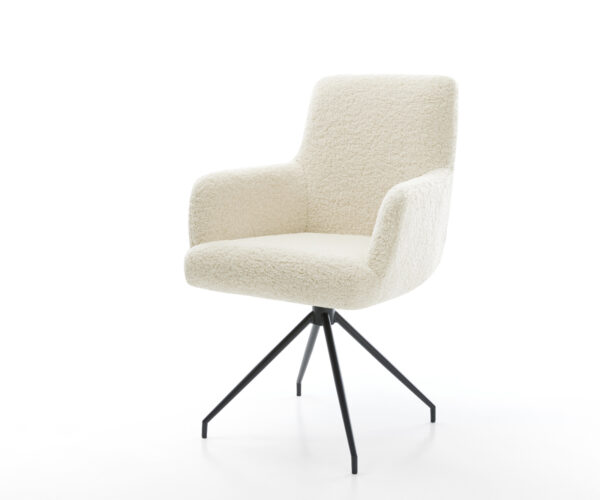 Jedálenská stolička Heira-Flex s opierkami teddy látka béžová krížová podstava zúžená čierna vrecková pružina