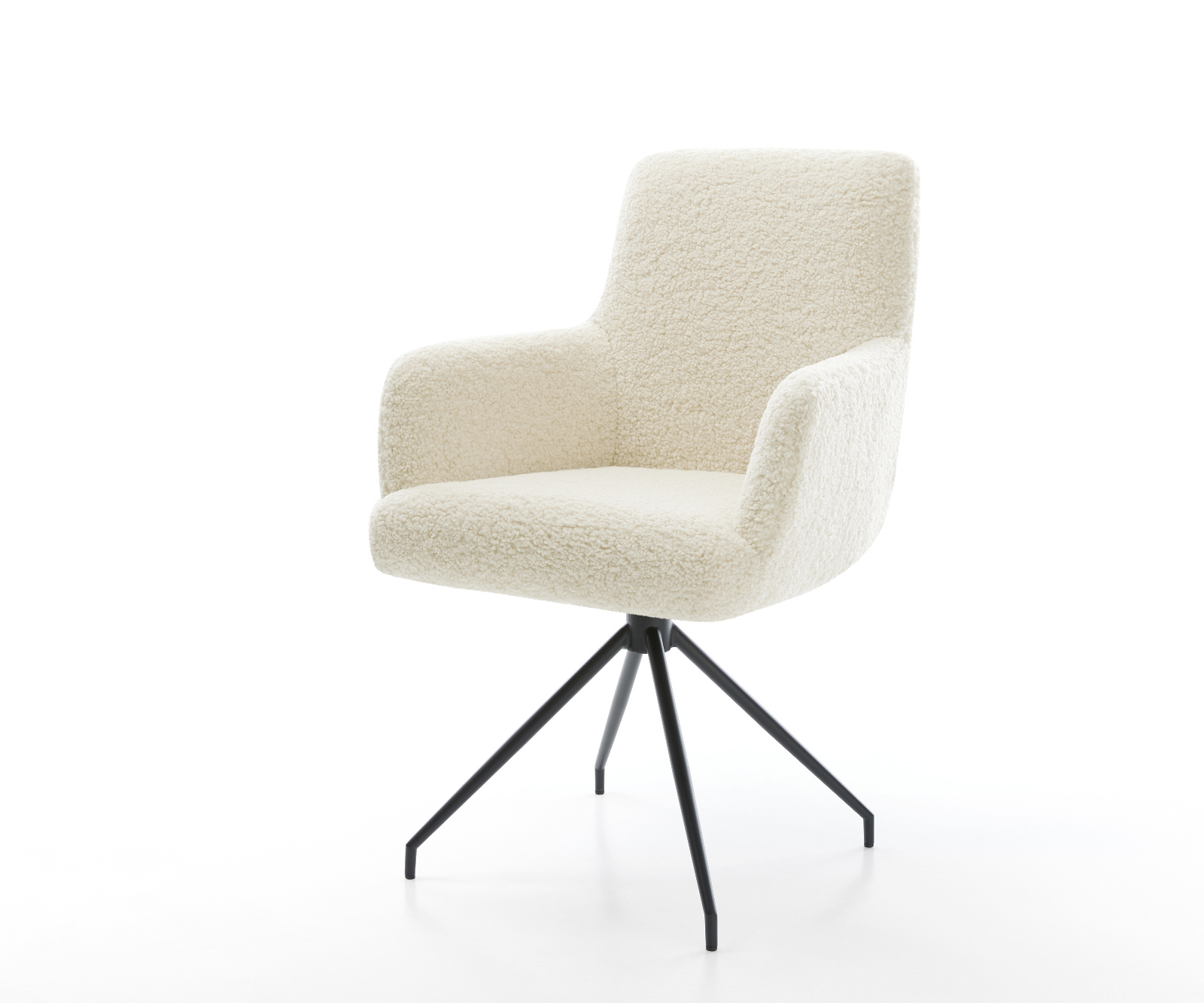 Jedálenská stolička Heira-Flex s opierkami teddy látka béžová krížová podstava zúžená čierna vrecková pružina