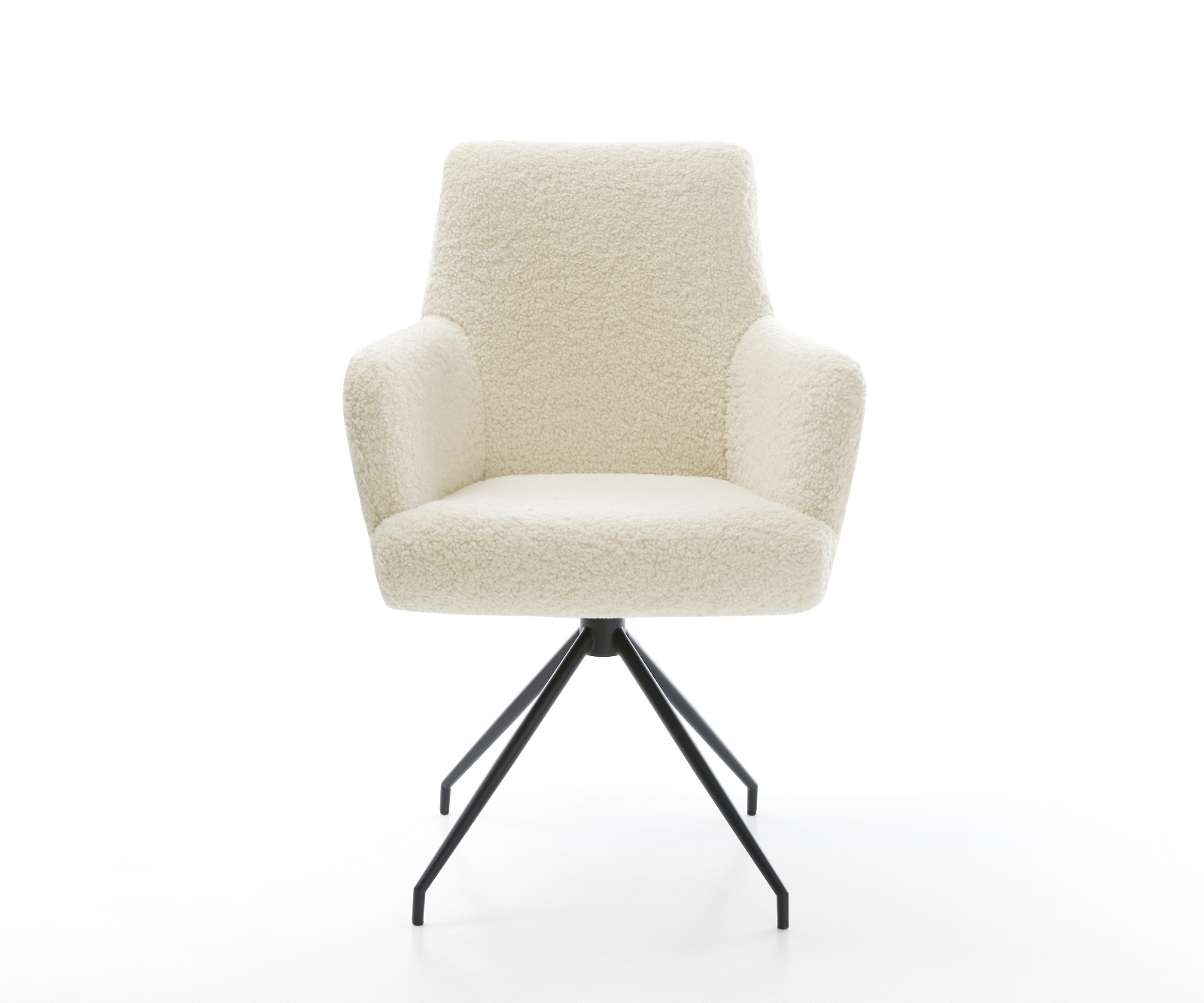 Jedálenská stolička Heira-Flex s opierkami teddy látka béžová krížová podstava zúžená čierna vrecková pružina - Image 2