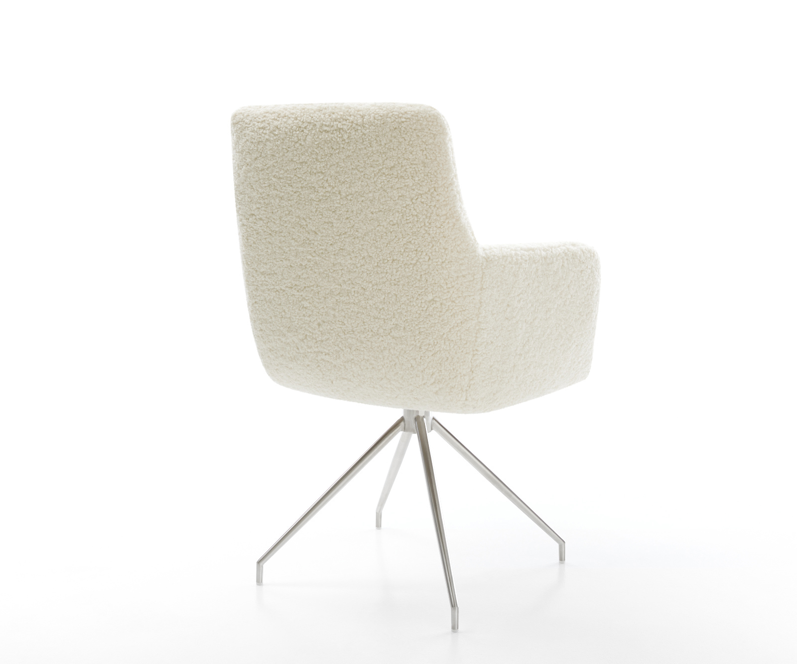 Jedálenská stolička Heira-Flex s opierkami teddy látka béžová krížová podstava zúžená nerezová oceľ vrecková pružina - Image 5