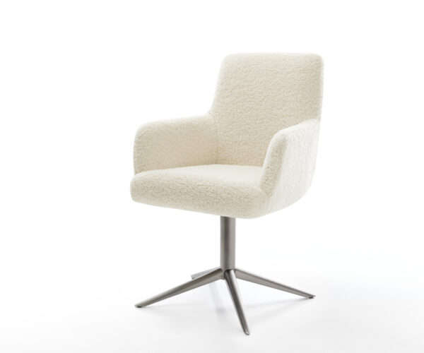 Jedálenská stolička Heira-Flex s opierkami teddy látka béžová krížová podstava grafitová 360° otočný hojdacia funkcia vrecková pružina