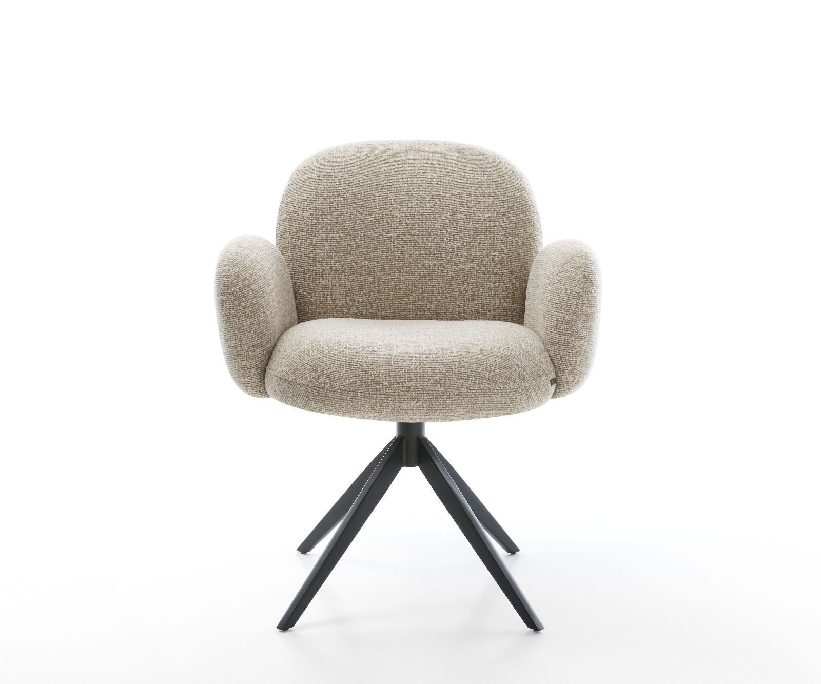 Jedálenská stolička Nube-Flex s opierkami tkanina mäkká béžová krížová podstava široká čierna otočný o 360° hojdacia funkcia vrecková pružina - Image 2