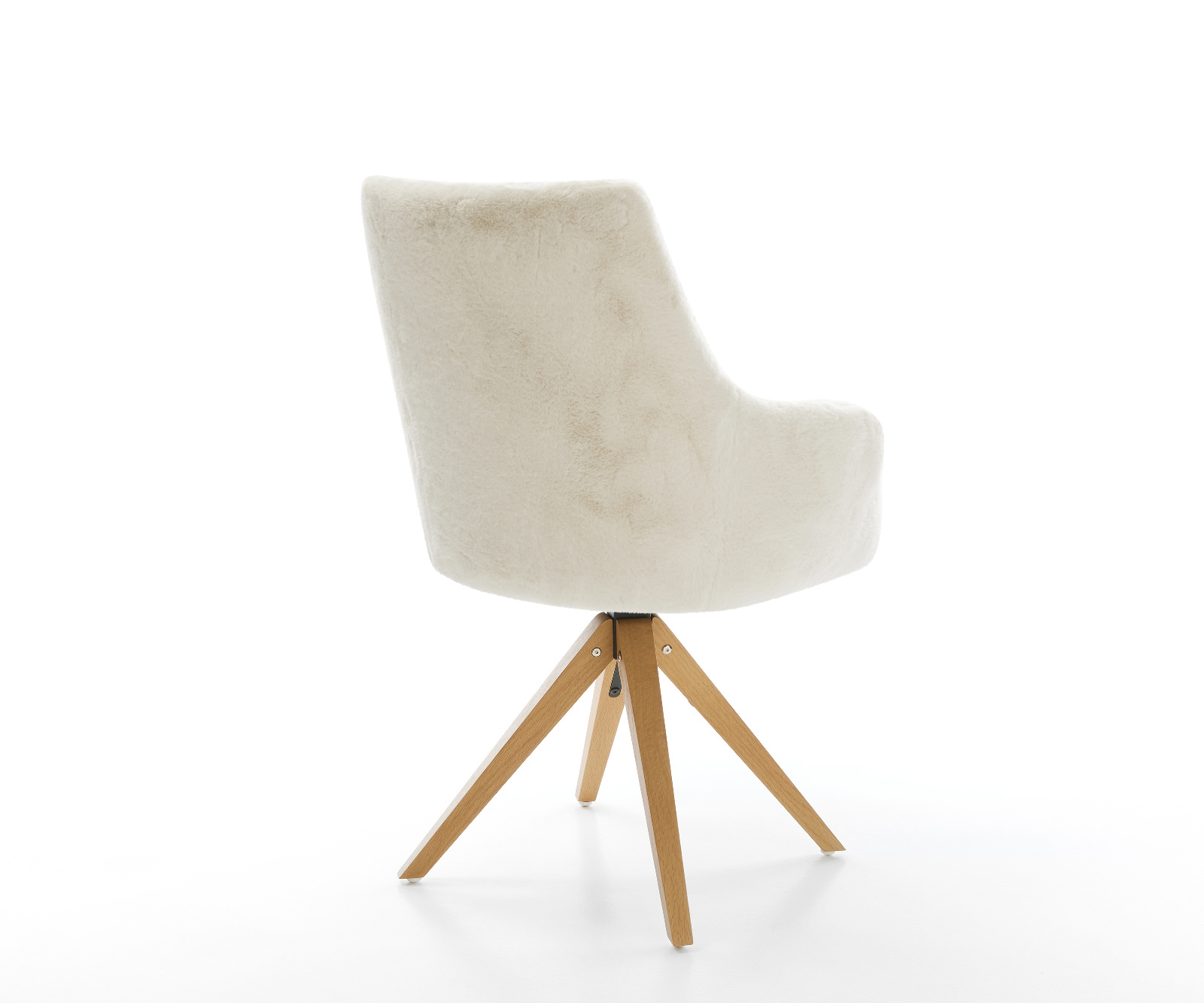 Jedálenská stolička Alja-Flex s opierkami plyšový manšester krémovo biela drevená podstava hranatá prírodná 180° otočný vrecková pružina - Image 5