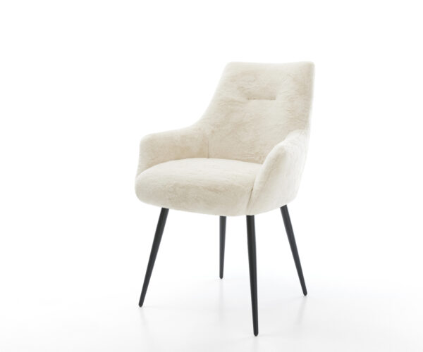 Jedálenská stolička Alja-Flex s opierkami plyšový manšester krémovo biela 4-nohá zúžená čierna vrecková pružina