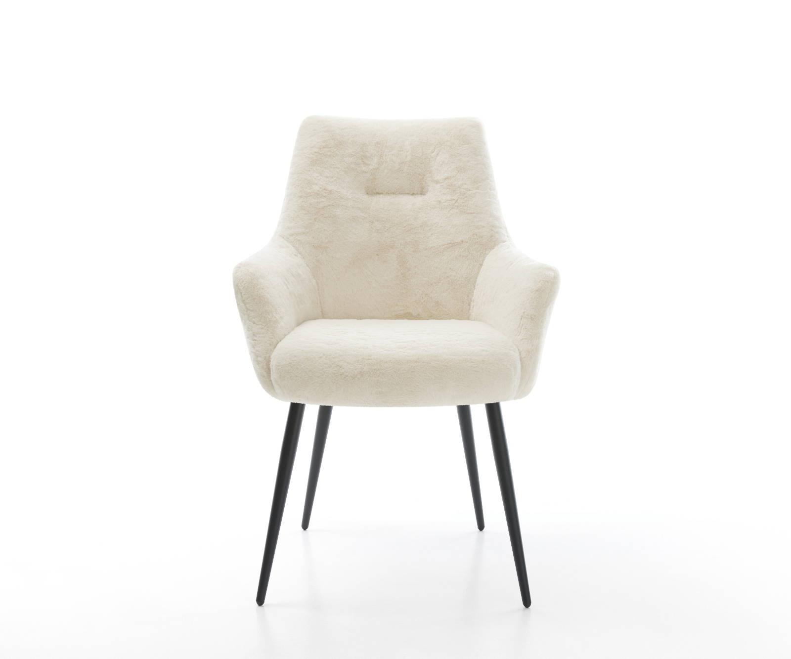 Jedálenská stolička Alja-Flex s opierkami plyšový manšester krémovo biela 4-nohá zúžená čierna vrecková pružina - Image 2