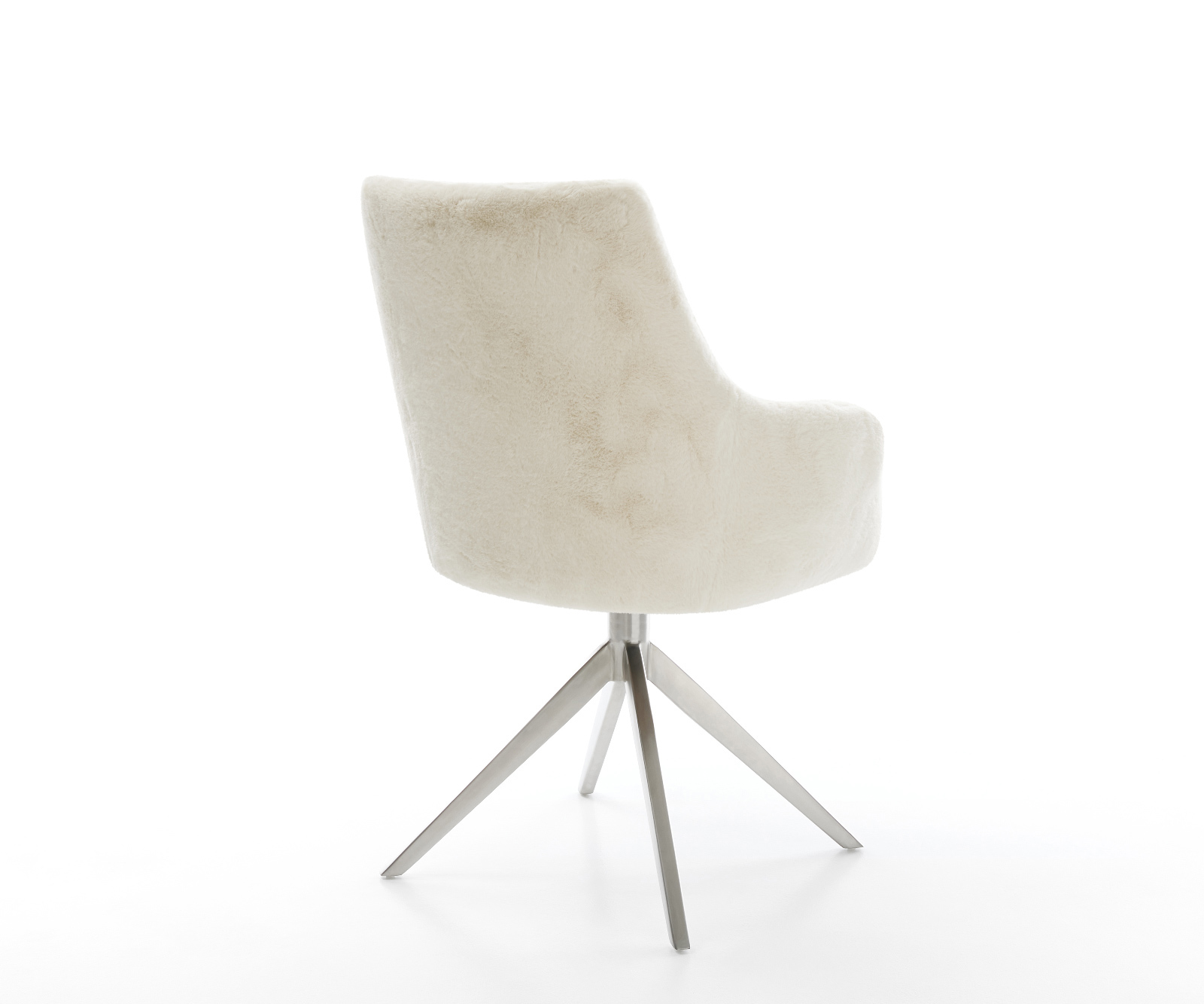 Jedálenská stolička Alja-Flex s opierkami plyšový manšester krémovo biela krížová podstava široká nerezová oceľ otočný 360° hojdacia funkcia vrecková pružina - Image 5