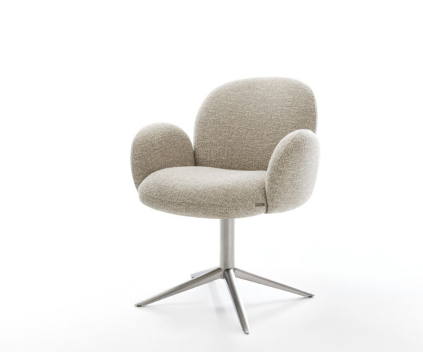 Jedálenská stolička Nube-Flex s opierkami tkanina mäkká béžová krížová podstava nerezová oceľ 360° otočný hojdacia funkcia vrecková pružina