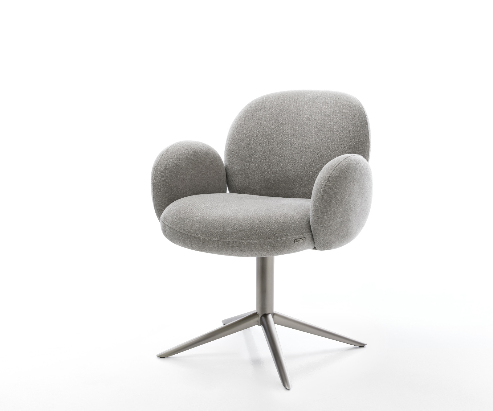 Jedálenská stolička Nube-Flex s opierkami texturovaná látka mäkký sivá krížová podstava grafitová 360° otočný kolísacia funkcia vrecková pružina