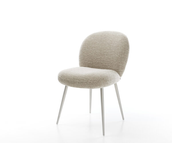 Jedálenská stolička Nube-Flex tkanina mäkký béžová 4-nohá zúžená nerezová oceľ vrecková pružina