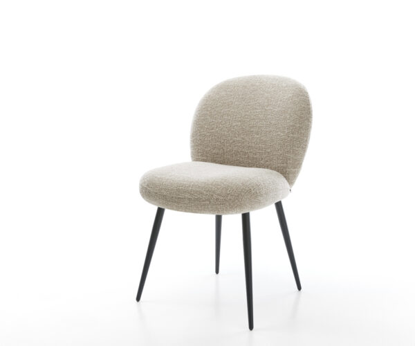 Jedálenská stolička Nube-Flex tkanina mäkký béžová 4-nohá zúžená čierna vrecková pružina