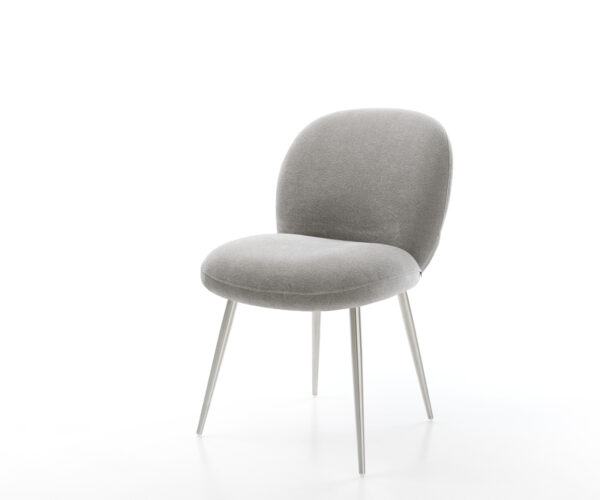 Jedálenská stolička Nube-Flex texturovaná látka mäkký sivá 4-nohá zúžená nerezová oceľ vrecková pružina