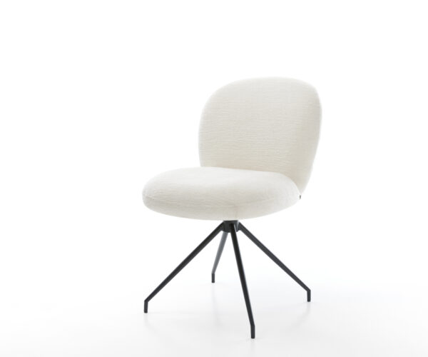 Jedálenská stolička Nube-Flex bouclé mäkký béžová krížová podstava zúžená čierna vrecková pružina