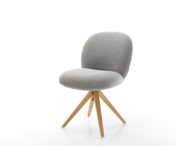 Jedálenská stolička Nube-Flex texturovaná látka mäkký sivá drevená podstava hranatý prírodná 180° otočný vrecková pružina