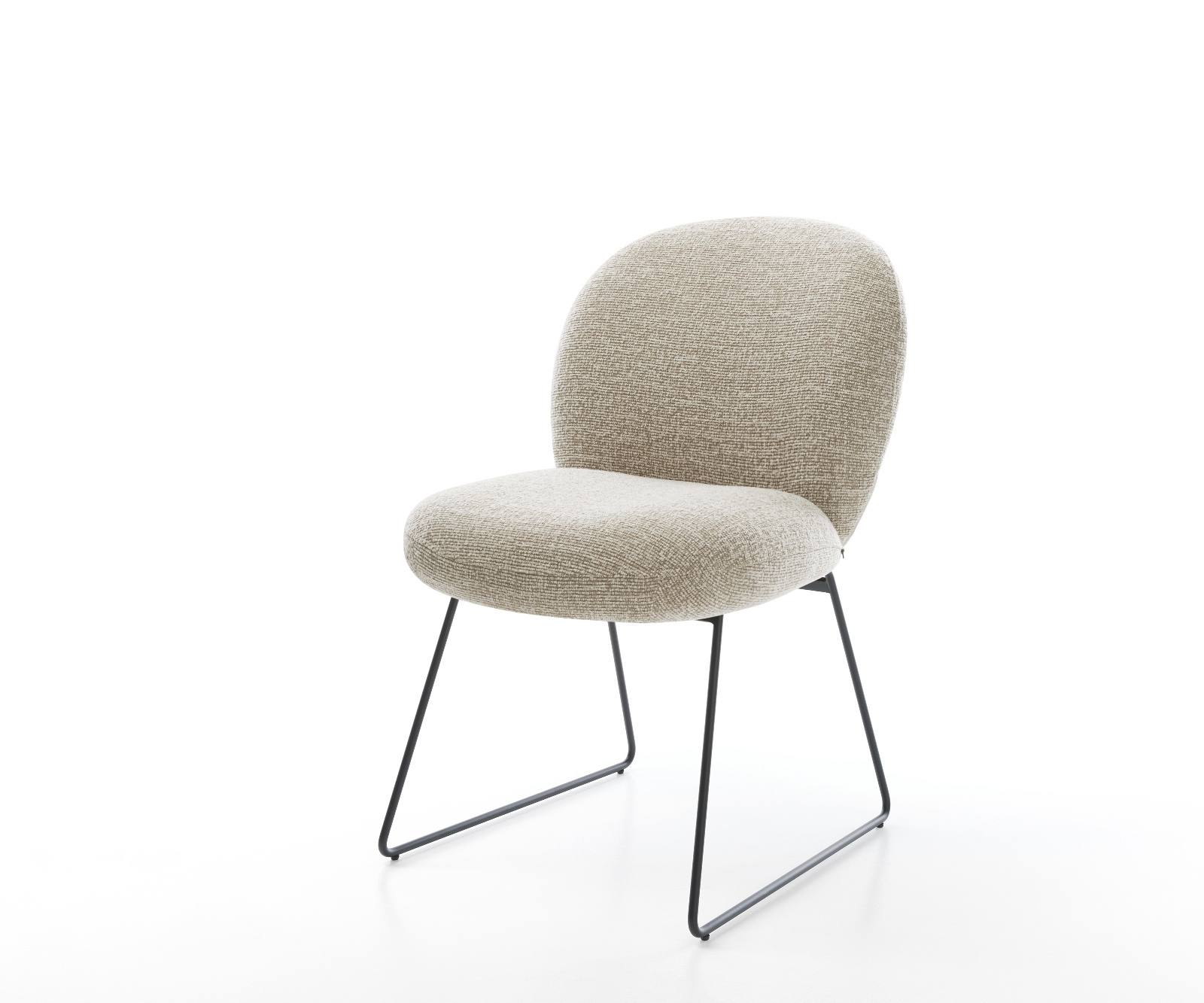 Jedálenská stolička Nube-Flex tkanina mäkký béžová tenká podstava čierna vrecková pružina