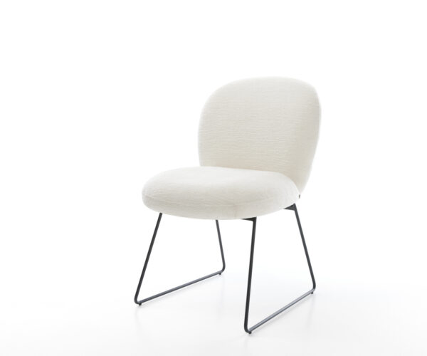 Jedálenská stolička Nube-Flex bouclé mäkký béžová tenká podstava čierna vrecková pružina