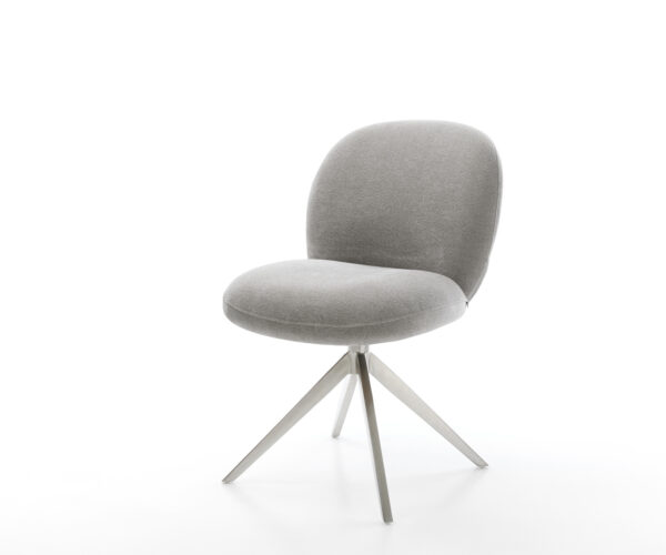 Jedálenská stolička Nube-Flex štruktúrovaná látka mäkký sivá krížová podstava široká nerezová oceľ otočný 360° hojdacia funkcia vrecková pružina