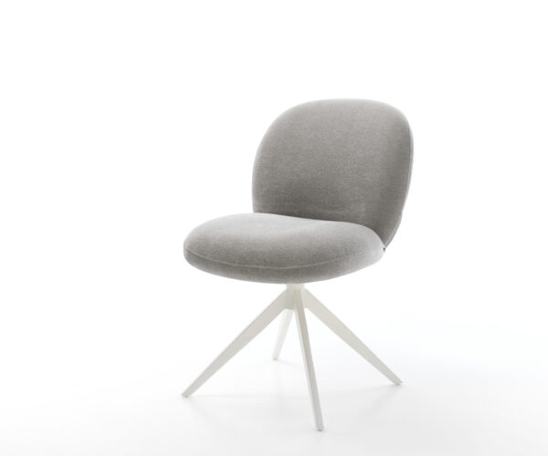 Jedálenská stolička Nube-Flex tkanina mäkký sivá krížová podstava široká biela 360° otočný hojdacia funkcia vrecková pružina