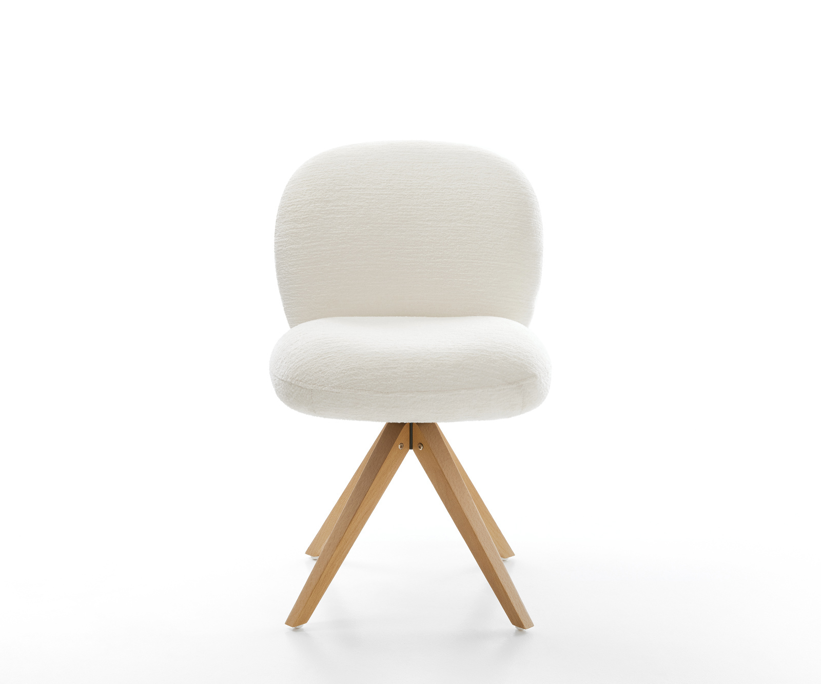 Jedálenská stolička Nube-Flex bouclé mäkký béžová drevená podstava hranatá prírodná 180° otočný vrecková pružina - Image 2