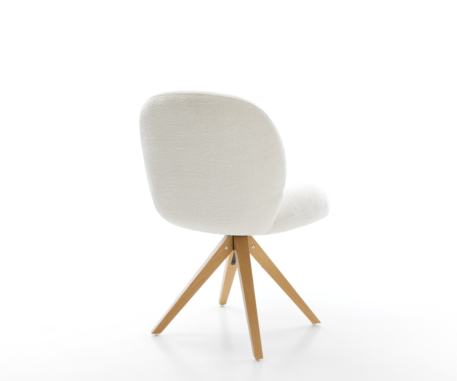 Jedálenská stolička Nube-Flex bouclé mäkký béžová drevená podstava hranatá prírodná 180° otočný vrecková pružina - Image 5