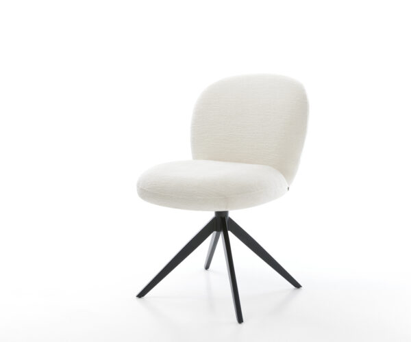 Jedálenská stolička Nube-Flex bouclé mäkký béžová krížová podstava široká čierna 360° otočný hojdacia funkcia vrecková pružina