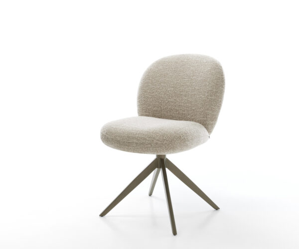 Jedálenská stolička Nube-Flex tkanina mäkká béžová krížová podstava široká titánová farba 360° otočný hojdacia funkcia vrecková pružina