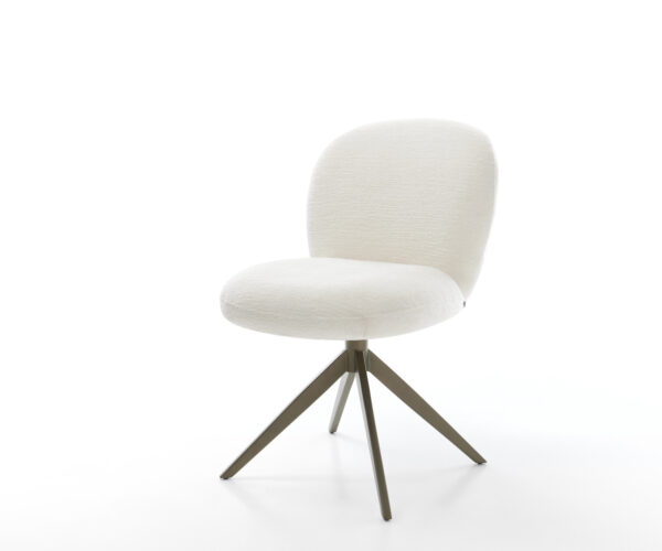 Jedálenská stolička Nube-Flex bouclé mäkký béžová krížová podstava široká titánová farba 360° otočný kolískacia funkcia vrecková pružina