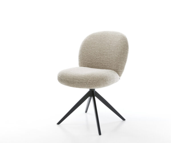 Jedálenská stolička Nube-Flex tkanina mäkký béžová krížová podstava široká čierna 360° otočný hojdacia funkcia vrecková pružina