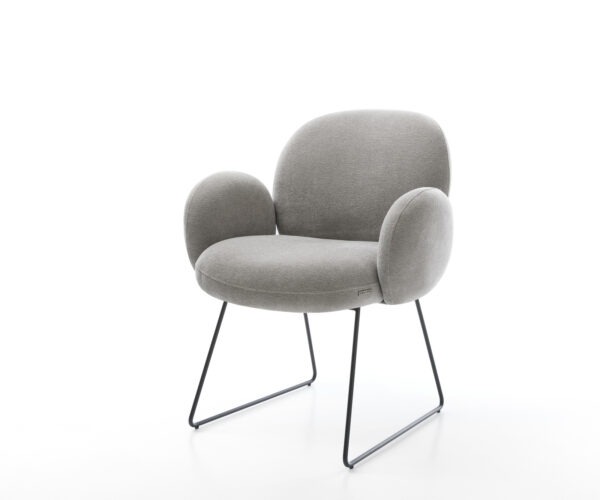 Jedálenská stolička Nube-Flex s opierkami texturovaná látka mäkký sivá tenká podstava čierna vrecková pružina