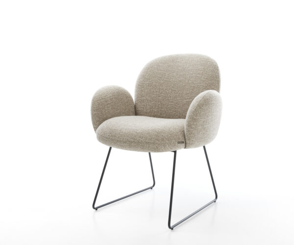 Jedálenská stolička Nube-Flex s opierkami tkanina mäkký béžová tenká podstava čierna vrecková pružina