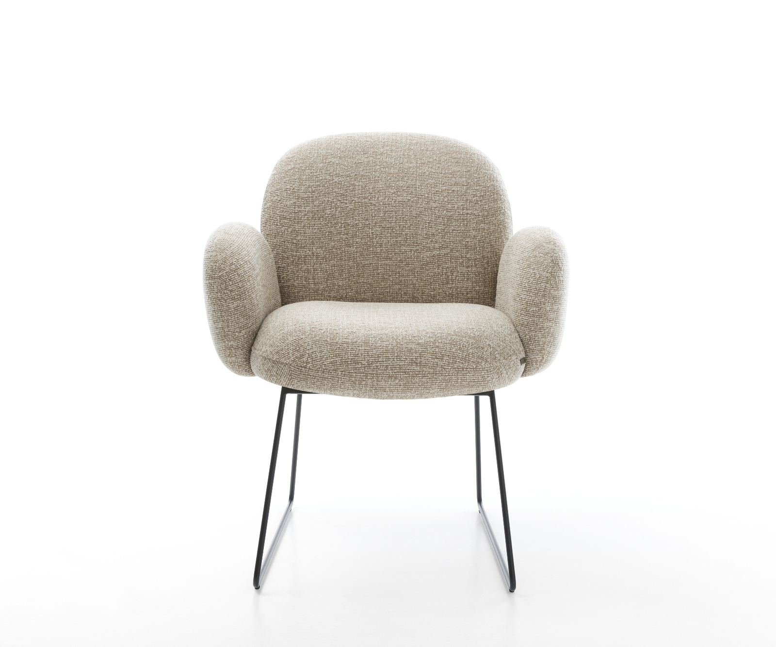 Jedálenská stolička Nube-Flex s opierkami tkanina mäkký béžová tenká podstava čierna vrecková pružina - Image 2