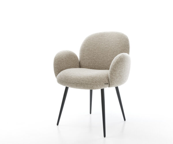 Jedálenská stolička Nube-Flex s opierkami tkanina mäkký béžová 4-nohá zúžená čierna vrecková pružina