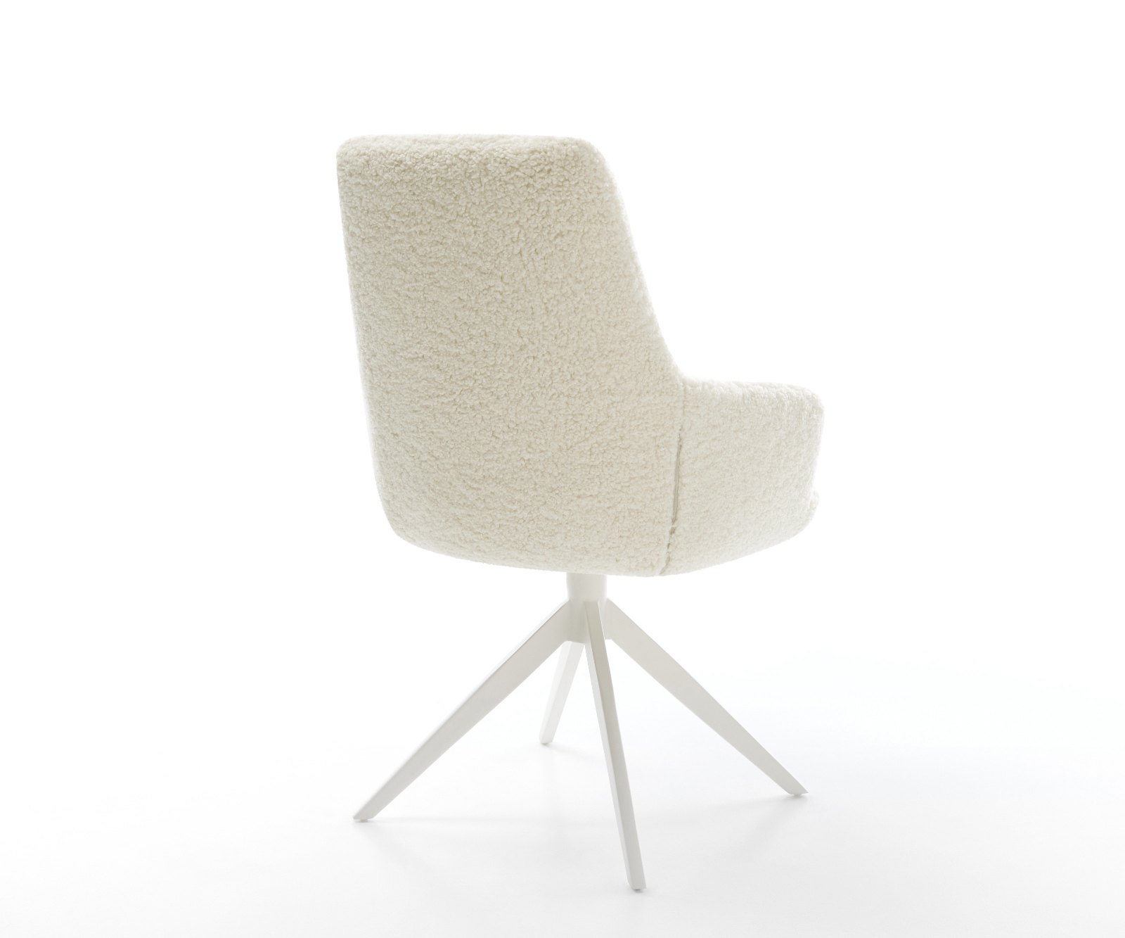 Jedálenská stolička Zelia-Flex s opierkami teddy látka béžová krížová podstava široká biela otočný 360° hojdacia funkcia vrecková pružina - Image 5