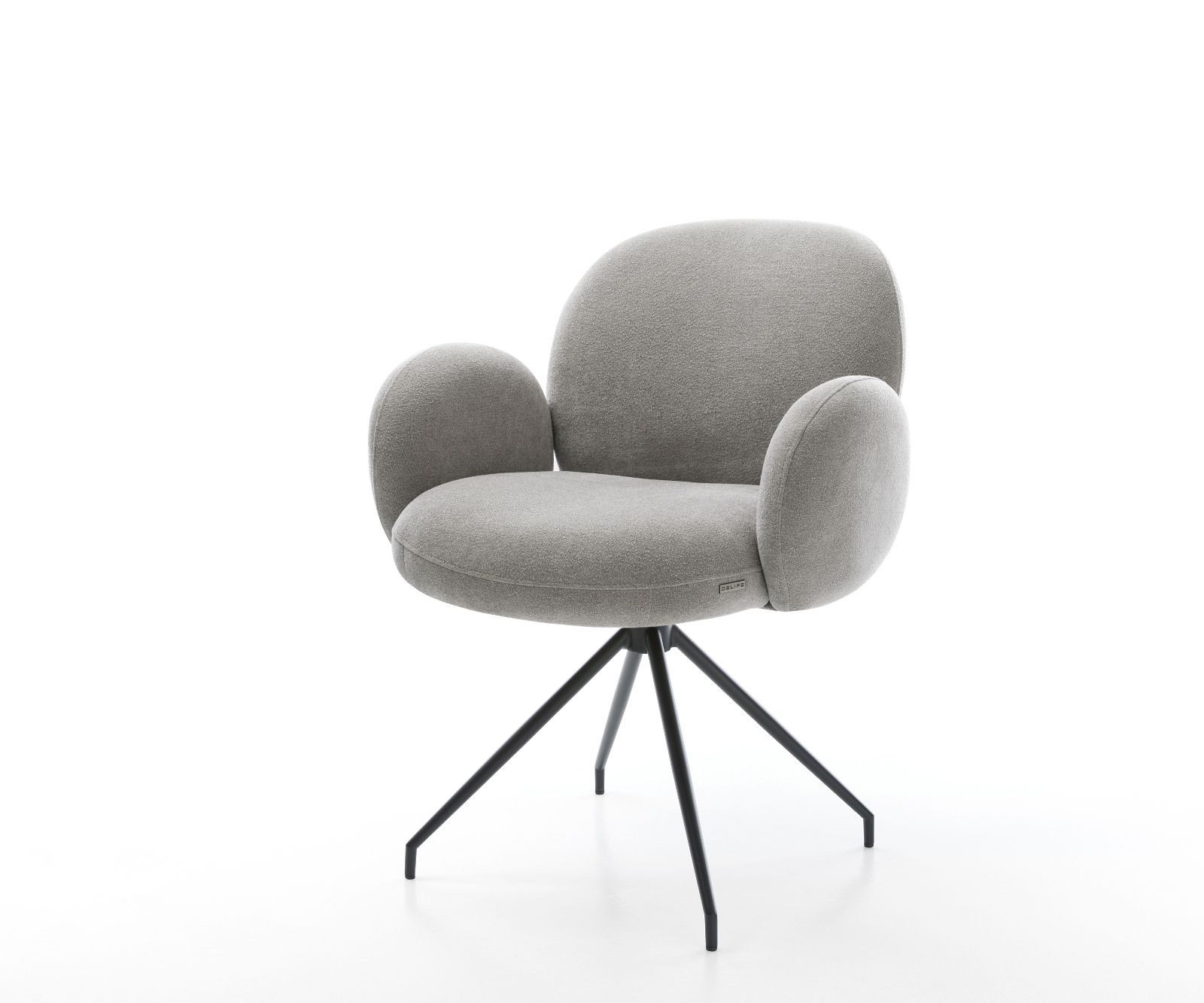 Jedálenská stolička Nube-Flex s opierkami texturovaná látka mäkká sivá krížová podstava zúžená čierna vrecková pružina