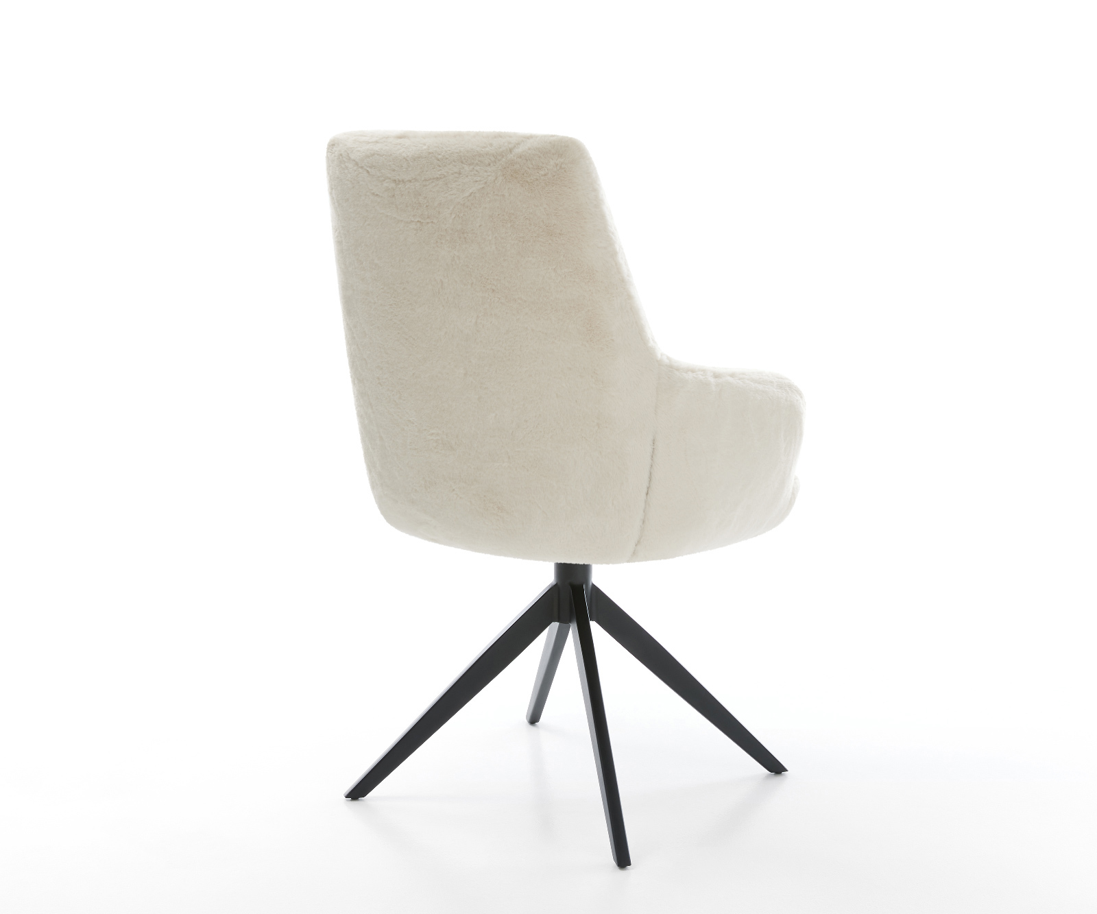 Jedálenská stolička Zelia-Flex s opierkami plyšový manšester krémovo biela krížová podstava široká čierna otočný o 360° hojdacia funkcia vrecková pružina - Image 5