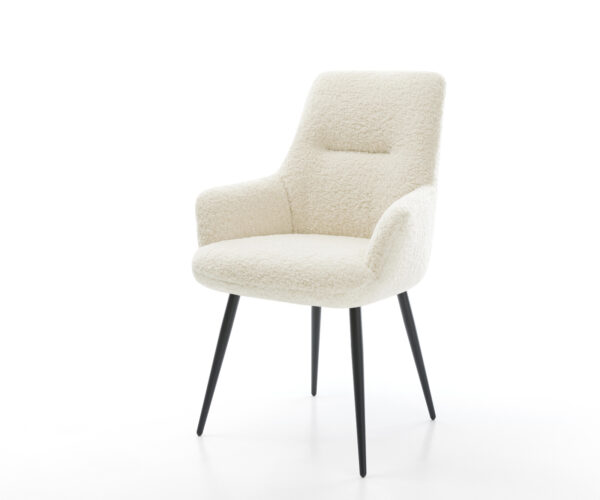 Jedálenská stolička Zelia-Flex s opierkami teddy látka béžová 4-nohá zúžená čierna vrecková pružina