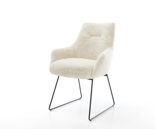 Jedálenská stolička Alja-Flex s opierkami plyšový manšester krémovo biela tenká podstava čierna vrecková pružina