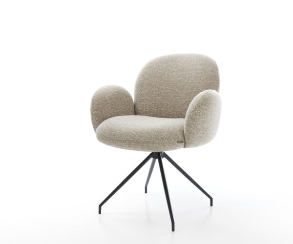 Jedálenská stolička Nube-Flex s opierkami tkanina mäkká béžová krížová podstava zúžená čierna vrecková pružina