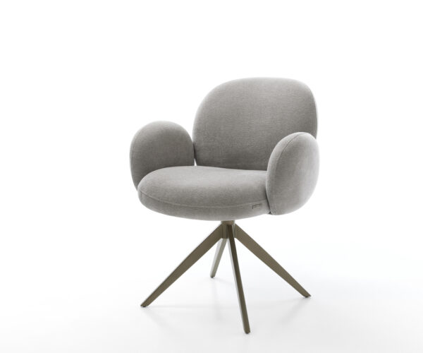 Jedálenská stolička Nube-Flex s opierkami texturovaná látka mäkký sivá krížová podstava široká titánová farba 360° otočný hojdacia funkcia vrecková pružina