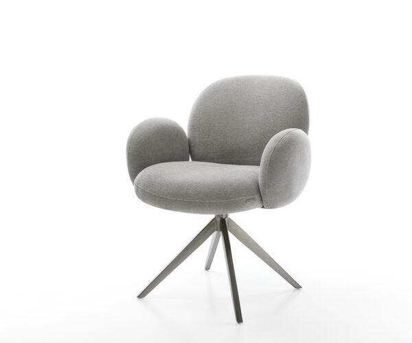 Jedálenská stolička Nube-Flex s opierkami texturovaná látka mäkký sivá krížová podstava široká grafitová 360° otočná hojdacia funkcia vrecková pružina