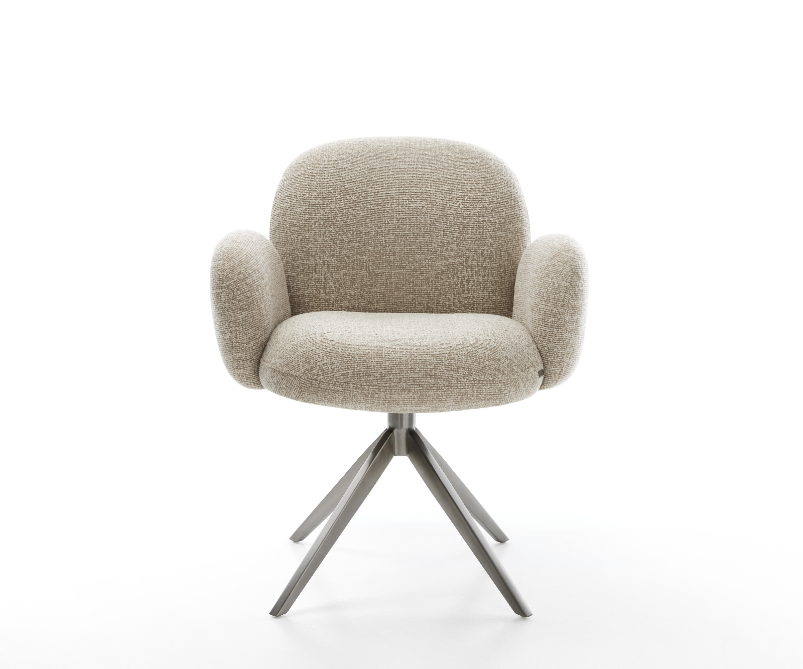 Jedálenská stolička Nube-Flex s opierkami tkanina mäkká béžová krížová podstava široká grafitová 360° otočná hojdacia funkcia vrecková pružina - Image 2