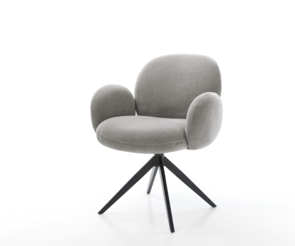 Jedálenská stolička Nube-Flex s opierkami texturovaná látka mäkký sivá krížová podstava široká čierna 360° otočný hojdacia funkcia vrecková pružina