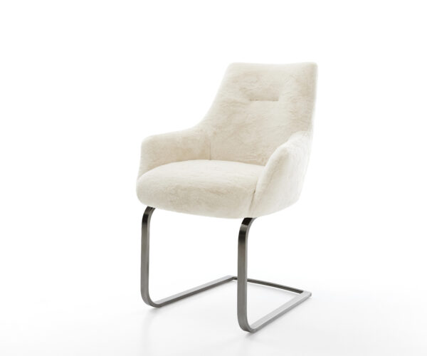 Jedálenská stolička Alja-Flex s opierkami plyšový manšester krémovo biela jedálenská stolička plochý grafit vrecková pružina