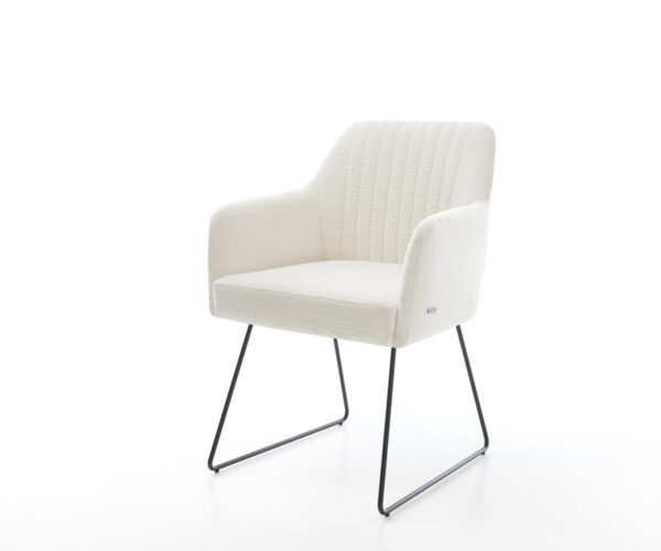 Jedálenská stolička Greg-Flex bouclé mäkký béžová tenká podstava čierna vrecková pružina